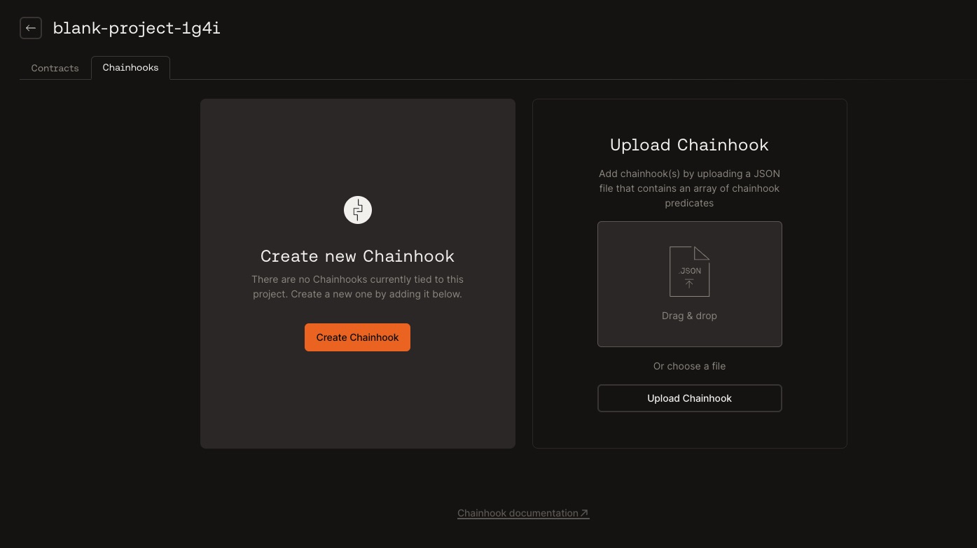 Create Chainhook Window